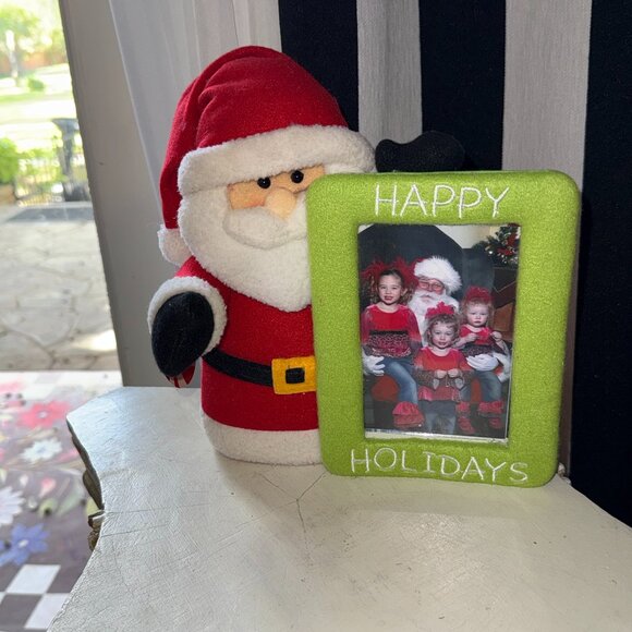 NWT "Happy Holidays" Santa Claus Plush Figurine 10” Standing Frame 4x6 Memories - Picture 1 of 6